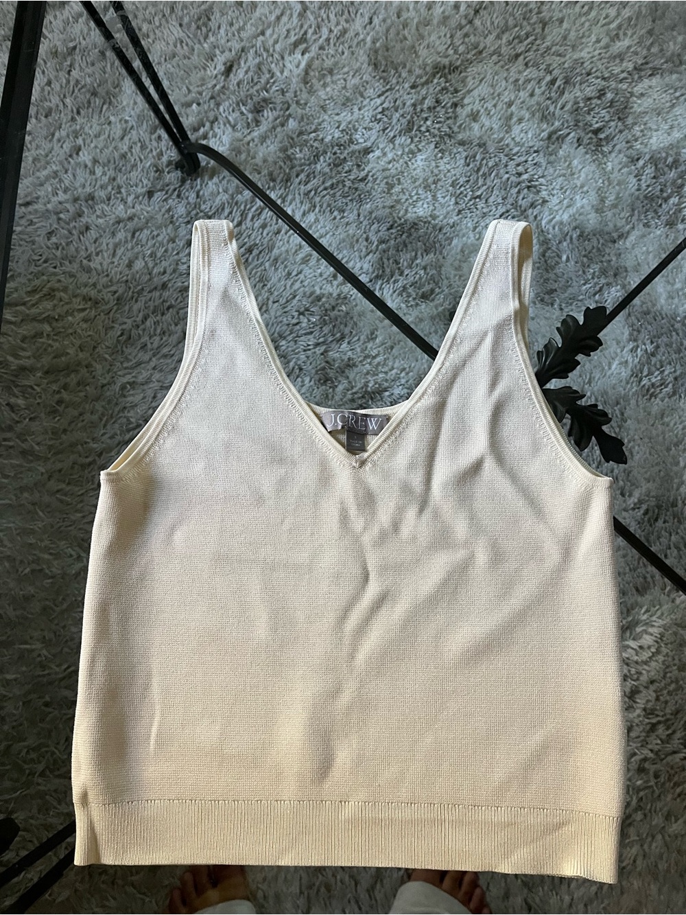J. Crew Cream V-Neck Knit Tank